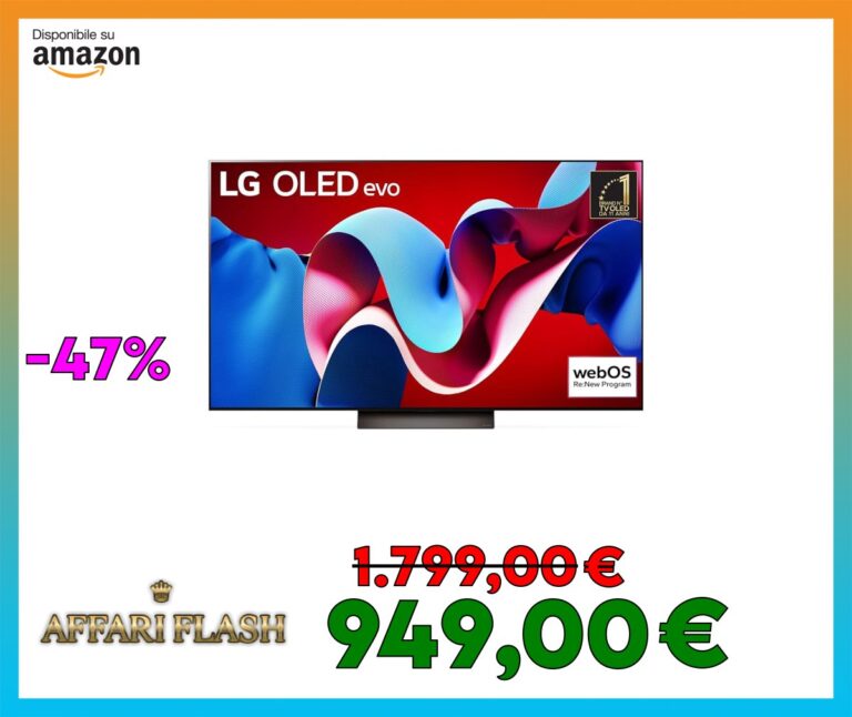 LG OLED evo 55”, Serie C4 2024, OLED55C46LA, Smart TV 4K, Processore α9 Gen7, Brightness Booster, 40W, Dolby Vision, 4 HDMI 2.1 4K@144Hz, GSync, VRR, Alexa, ThinQ AI, webOS 24