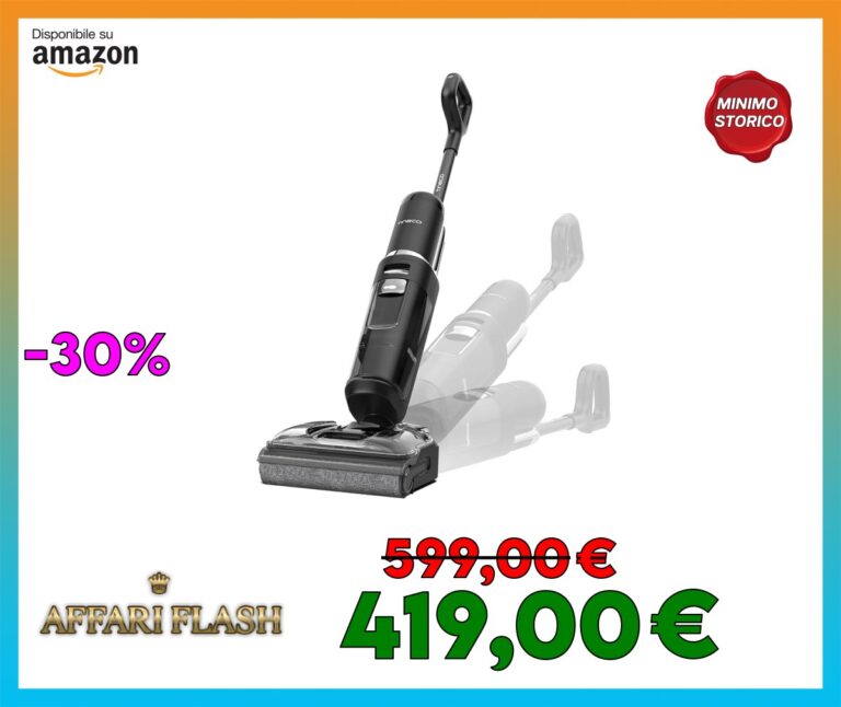 Tineco Floor ONE S7 Stretch Ultra Lavapavimenti aspirapolvere senza fili, ad umido e a secco, Design reclinabile a 180°zero grovigli, 50 minuti di autonomia, auto