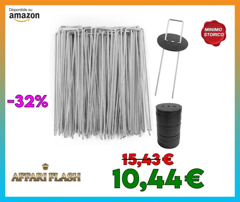 AGAKY 50 Picchetti Telo Pacciamatura e 50 Rondelle, Picchetti Giardino in Acciaio Inossidabile Zincato, Antiruggine Picchetti a U per Erba Sintetica, Recinzione, Irrigazione, Reti, 150×25 mm, Ø 2,8 mm