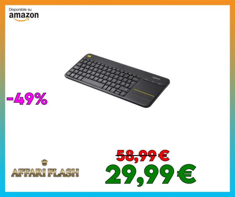 Logitech K400 Plus Tastiera Wireless Touch TV, Facili Controlli Multimediali e Touchpad Integrato, Tastiera HTPC per TV Collegata al PC, Windows, Android, Chrome OS, Laptop, Italiano QWERTY