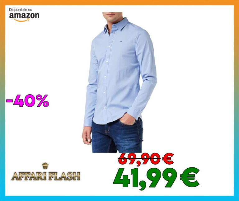 Tommy Jeans Tjm Original Stretch Shirt Dm0Dm04405, Camicia a Maniche Lunghe, Uomo, Blu (Lavender Lustre), L
