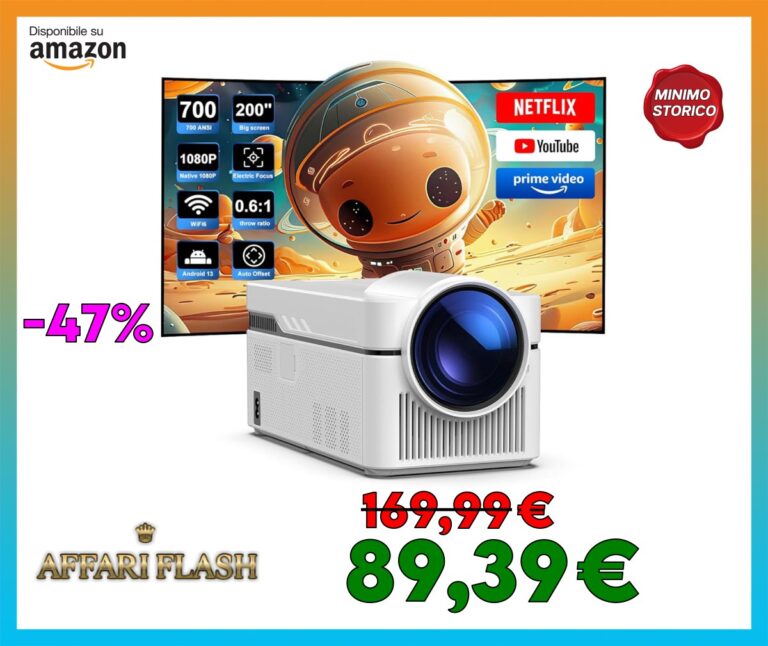 [Netflix Licenziato] Android 13 Proiettore con Ufficiali TV Apps, HY450NTV Corta Distanza Proiettore Full HD 1080P Nativo 700ANSI Auto Offset 5G Wifi Messa a Fuoco Elettronica per Home Theater