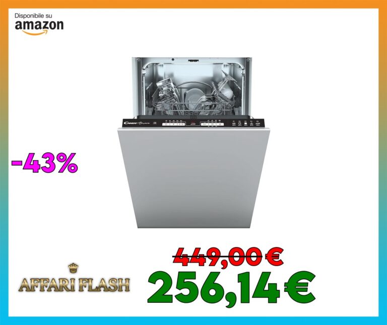 Candy Brava Lavastoviglie Slim da Incasso 45 cm, 9 Coperti, 5 Programmi, Ciclo Rapido 30 Min, Partenza Ritardata 3