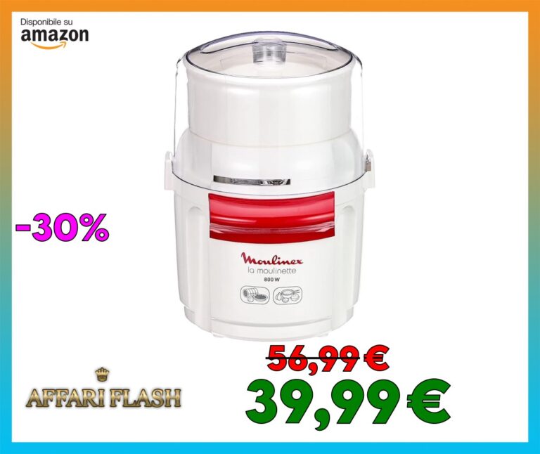 Moulinex AD5601 Moulinette Bouton, Sminuzza e mescola, Capacità di 200 g, 3 Velocità, Doppia lama in Acciaio Inox, Bianco e Rosso