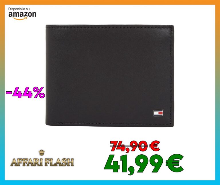 Tommy Hilfiger Portafoglio Uomo Eton Trifold con Scomparto Monete, Nero (Black), Taglia Unica