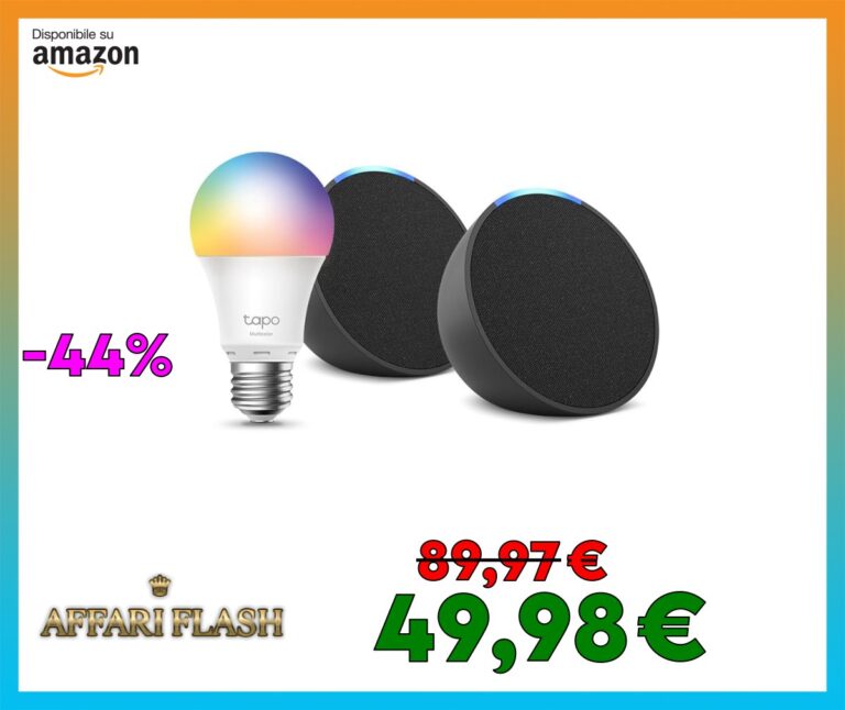 ️ Echo Pop | Antracite, 2 pezzi + Tapo L530EA Lampadina LED Smart (E27), Compatibile con Alexa