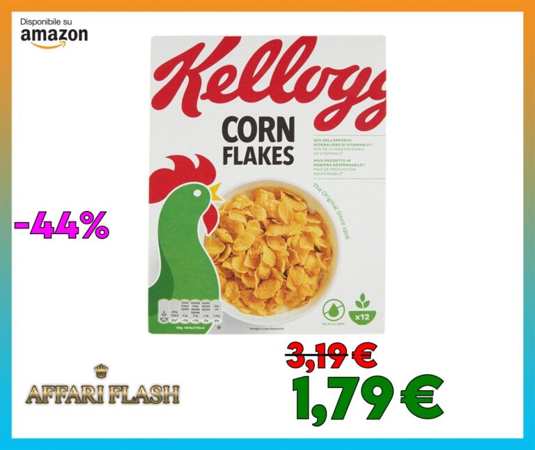 Kellogg’s Corn Flakes Originali | L’originale dal 1906 | Fiocchi di Mais Dorati, Croccanti, Gustosi | Confezione Singola da 375g (1 x 375g)