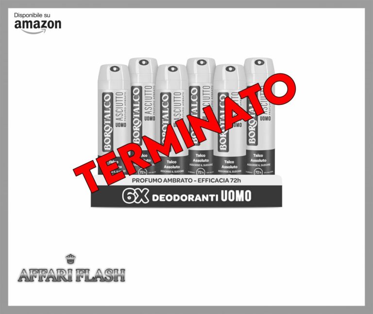 Borotalco, Deodorante Uomo Spray Asciutto con Profumo Ambrato, Formula Senza Alcool con Talco Assoluto, Assorbe il Sudore, 72h di Efficacia