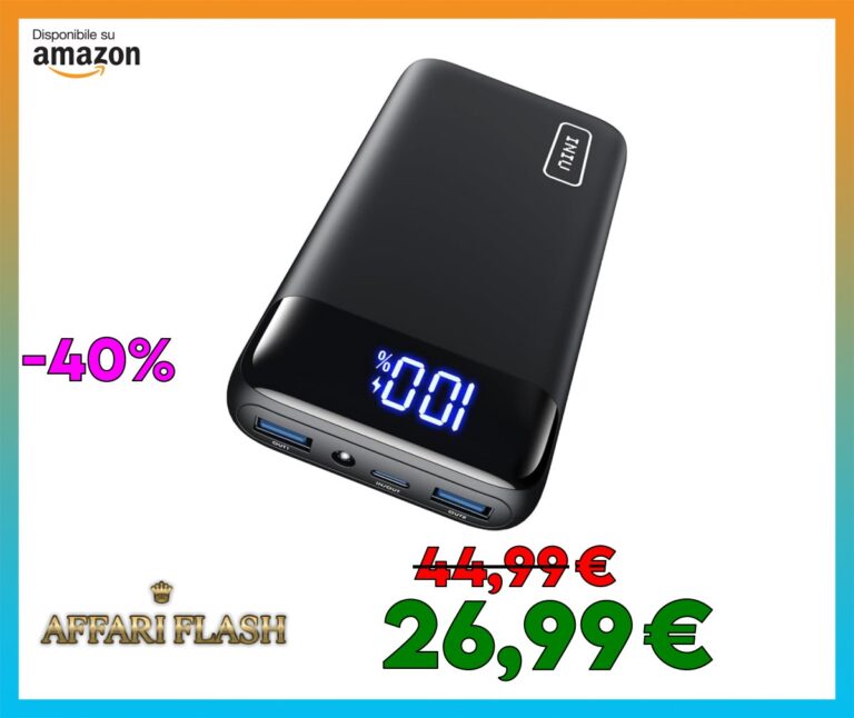 INIU Power Bank, 20000mAh 22,5W Powerbank Ricarica Rapida, USB C Input & Output Caricatore Portatile PD3.0 QC4.0 Powerbank per iPhone 16 15 14 13 12 Pro Max Mini Plus Samsung S23 S22 iPad etc