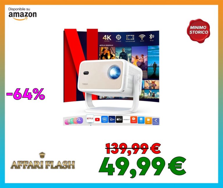 Proiettore 4K Smart TV [Netflix Ufficiale], YOTON Y7 WiFi Bluetooth Proiettore portatile 1080P nativo 500 ANSI Lumen, Videoproiettore per Netflix/YouTube/Prime Video