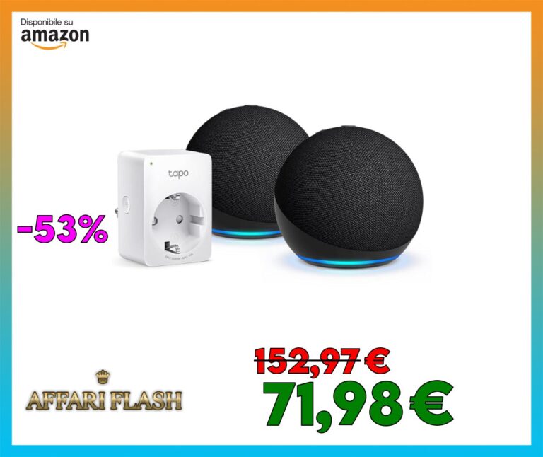 ️ Echo Dot (5ª generazione) | Antracite, 2 pezzi + Tapo Presa Smart Alexa, WiFi Intelligente, Compatibile con Alexa