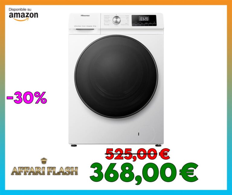 Hisense WDQA9014EVJM Lavasciuga 9 Kg, 1400 Rpm, 15 Programmi Automatici, Vapore, Motore Inverter, Standard Classe Efficienza Energetica D, Display LED, Programma Rapido