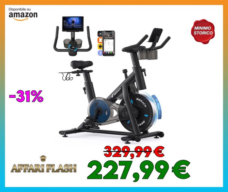 ️ MERACH Cyclette da Casa con Resistenza Regolabile, Bicicletta da Appartamento Silenziosa con Schermo LCD Migliorata, Sedile Comodo e Grande, App Esclusiva, Aerobica Domestica, Capacità Massima 136KG