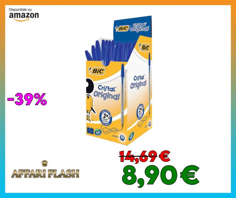 BIC Penne Blu a Sfera, Cristal Original, Punta Media, 1 mm, Confezione 50 Penne, Fornitura per Cancelleria Scuola e Ufficio