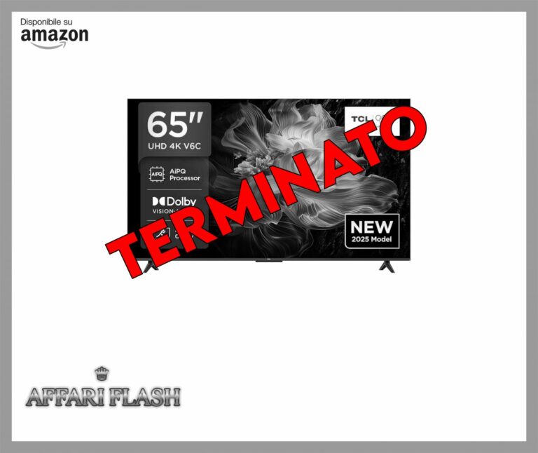TCL 65V6C LED SMART TV Direct da 65″, HDR 4K, con tecnologia Google TV (Dolby Audio, Motion Clarity, compatibile con Google Assistant e Alexa)