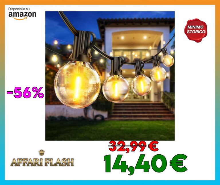 Eisaro Catena Luminosa Esterno, Outdoor G40LED Luci da Esterno Giardino 63FT, 19M Luce da Giardino Impermeabile 30+3 Lampadine di Ricambio Decorazione per Esterni/Interni