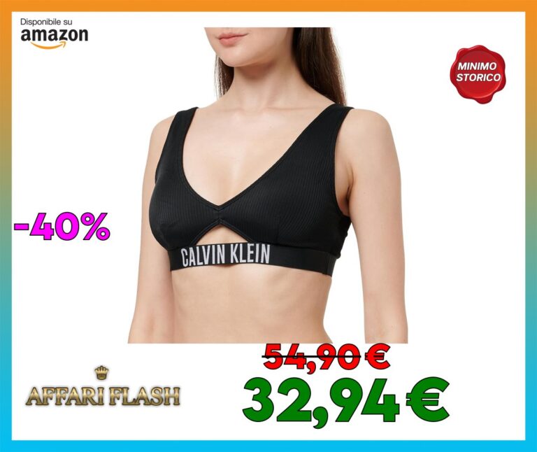 Calvin Klein Donna Top Bikini Bralette Imbottitura Estraibile, Nero (Black), M