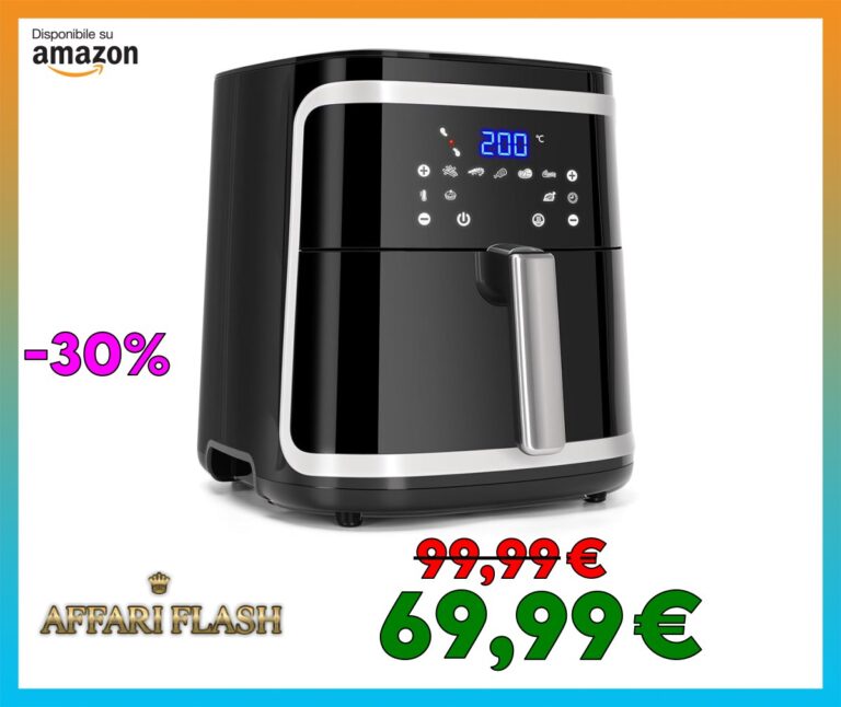 Aigostar Friggitrice ad Aria XXL 7 Litri/2Kg, Air Fryer con Doppio Cesto Indipendente, Tecnologia Rapid Air, 8 Programmi, Funzione di matentimento caldo, App Per Ricette/Libretto Ricettario, 1900W