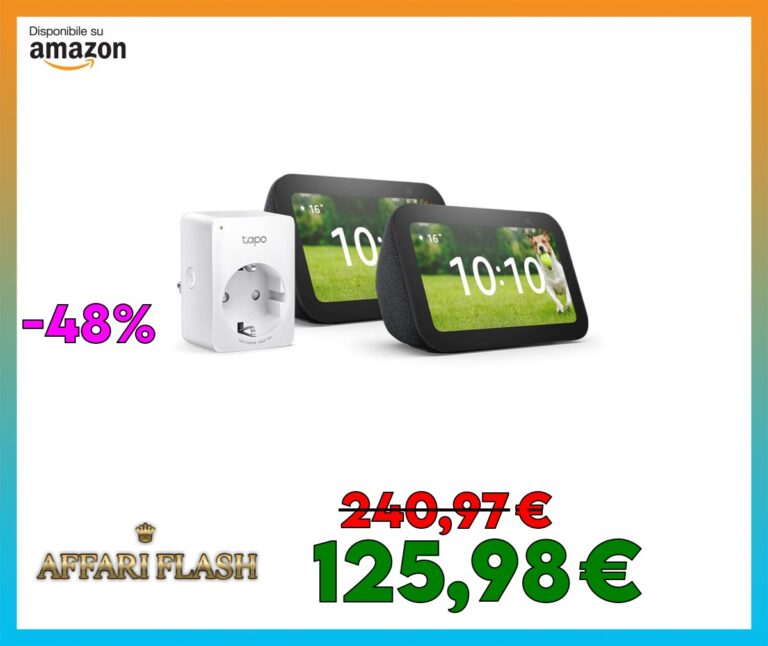️ Echo Show 5 (3ª generazione) | Antracite, 2 pezzi + Tapo Presa Smart Alexa, WiFi Intelligente, Compatibile con Alexa