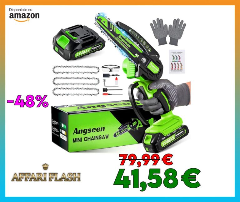Angseen Mini Motosega a Batteria Per Potatura con 3 Catene, 850W 6 Pollici Sega a Batteria per Potatura con 1 Batterias e Blocco di Sicurezza, Motosega Elettrica Per il Taglio del Legno e Giardinaggio