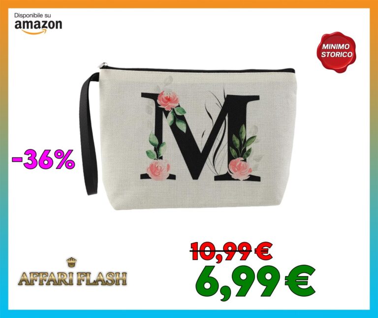 Blisswave Pochette Donna, Pochette Trucchi Personalizzata con Nome Dalla A alla Z, Cerniera In Metallo di Alta Qualità, Design di Stampa Raffinato, Foderata, Regali Personalizzati (Beige)