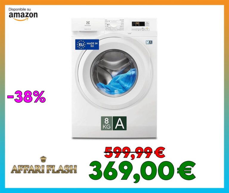 Electrolux Lavatrice a Carica Frontale EW5F8W, 8kg Serie 500 TimeCare, 1151 Giri/min, AutoSense e Partenza Ritardata da Remoto, Programma Hygiene, Cesto GentleCare, 847x596x547mm, Bianco, Classe A