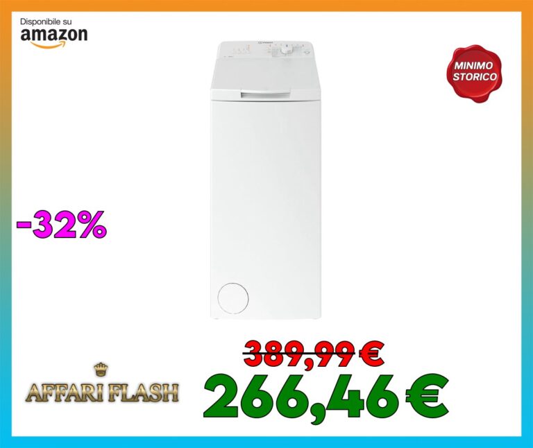 Indesit BTW L60400 IT Lavatrice Carica dall’Alto 6 Kg Classe C 60 cm, 1000 rpm, Bianco
