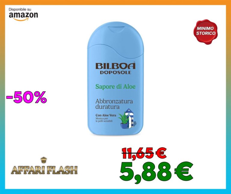 Bilboa, Doposole Sapore di Aloe, Abbronzatura Duratura con Aloe Vera, Musica per le Pelli Sensibili, Dermatologicamente Testato