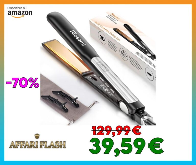 Rosami Piastra per capelli 2 in 1, piastra ionica al titanio per una lucentezza brillante, riscaldamento rapido 20S, display LCD trasparente