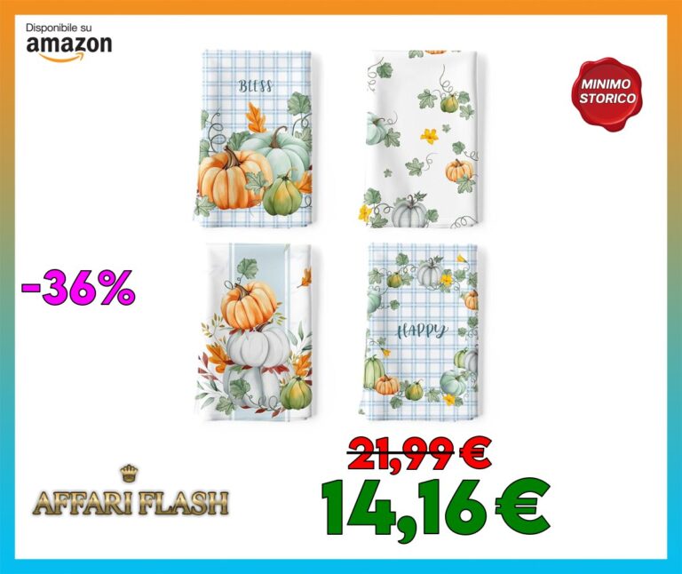 Arquiel Strofinacci Da Cucina Cotone Set Di 4, Panni Da Cucina In 100% Cotone Multiuso Morbidi E Assorbenti Strofinacci Canovaccio Cucina Strofinacci Da Bar(48 x 70CM, Zucche)