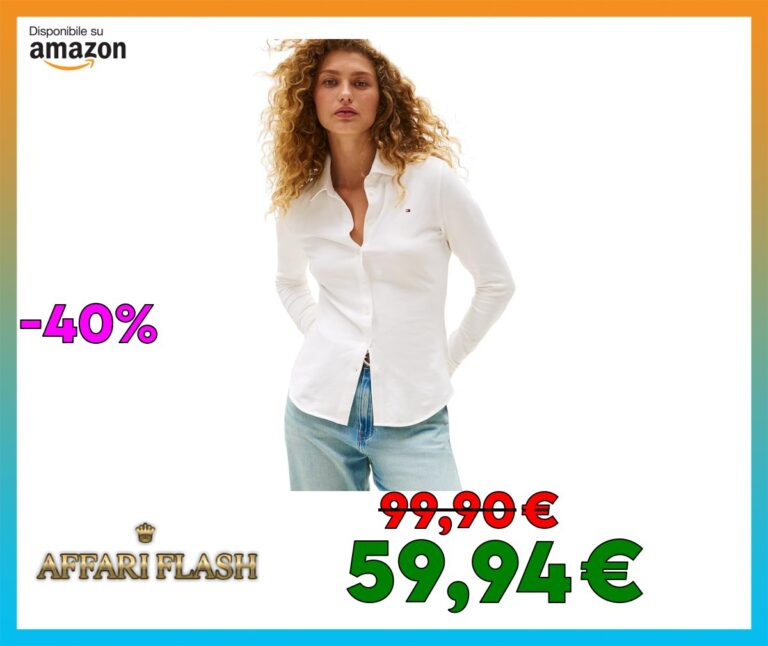 Tommy Hilfiger Donna Camicia 1985 Slim con Colletto a Punta