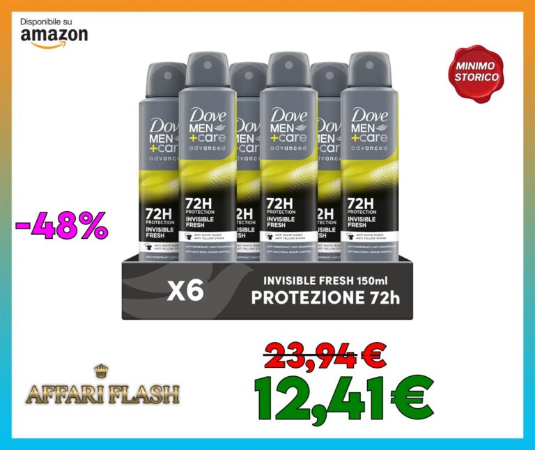 Dove Deodorante Dove Men + Care Invisible Fresh Spray Advanced Care, Deodorante Uomo, con 1/4 Crema Idratante, Formula Idratante e Anti
