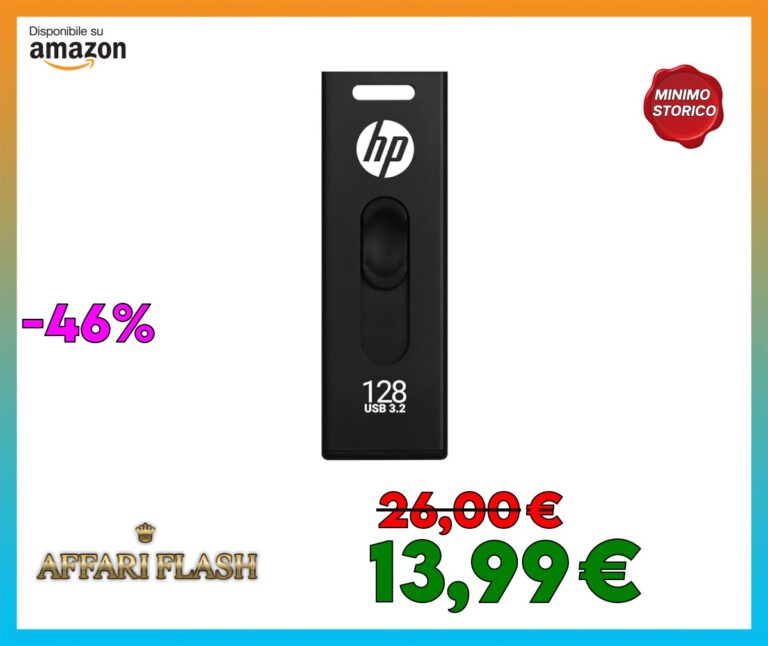 HP x911w 128 GB USB SSD 3.2, Velocità di Lettura 500 MB/s, Velocità di Scrittura 450 MB/s, Disegno Push and Pull
