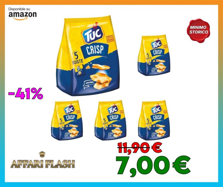 Tuc Crisp, Sfogliatine Croccanti a Base di Patate cotte al Forno con Grano 100% Italiano, 150g (multipack 5 bustine da 30g) (Confezione da 5)