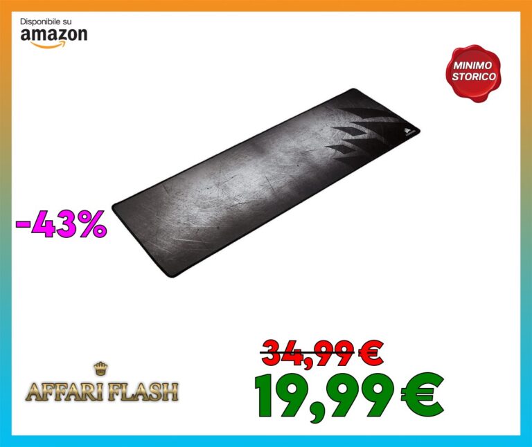 Corsair MM300 PRO Tappetino per Mouse da Gioco, Tessuto Impermeabile di Qualità, Superficie 93 cm x 30 cm, in Microtrama, Base Gomma Spessore Elevato 3 mm, Antiscivolo, Esteso, Nero/Grigio