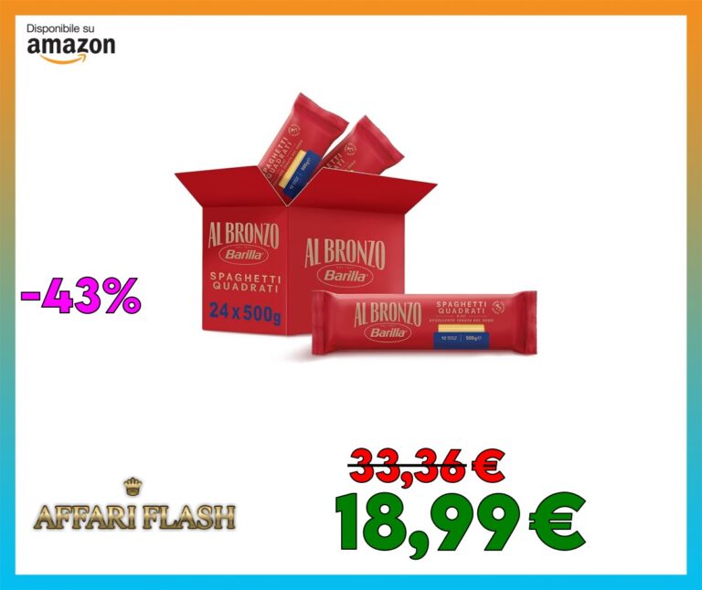 Barilla Pasta Al Bronzo Spaghetti Quadrati 100% Grano Italiano, Pasta Trafilata Al Bronzo con Lavorazione al Bronzo Grezzo, Spesso e Corposo, Alta Tenuta di Sugo e Cottura, 24 Confezioni da 500 g
