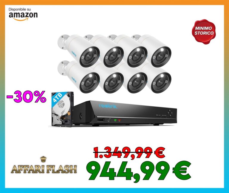 Reolink 12MP Kit Videosorveglianza PoE, NVR 16CH 4TB e 8x Telecamera Esterno Interno con Faretto, Rilevamento di Persona/Veicolo/Pet, Audio Bidirezionale, Sistema Espandibile a 16TB, RLK16