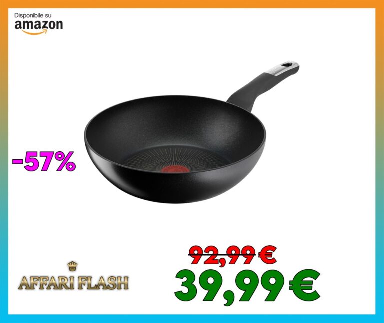 Lagostina Intensive Pro, Wok Antiaderente 28 cm, Rivestimento Titanio Antigraffio, Cottura Rapida e Uniforme, Tecnologia Thermo