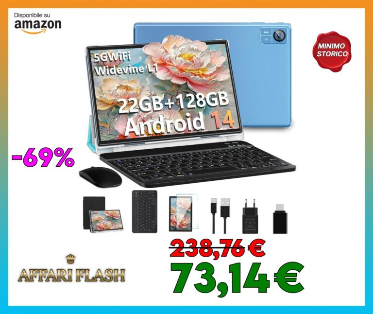SUAAT 2025 Tablet 10 Pollici Android 14 con 22GB RAM 128GB ROM (1TB TF espandibile), WiFi 5G, 8