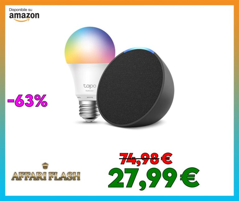 ️ Echo Pop | Antracite + Tapo L530EA Lampadina LED Smart (E27), Compatibile con Alexa