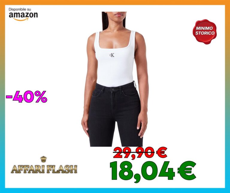 Calvin Klein Donna Canotta CK Rib Tank Top Scollo Rotondo