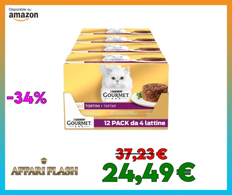 GOURMET Gold Cibo Umido per Gatti Adulti Tortini con Agnello e Spinaci 48 Lattine da 85g