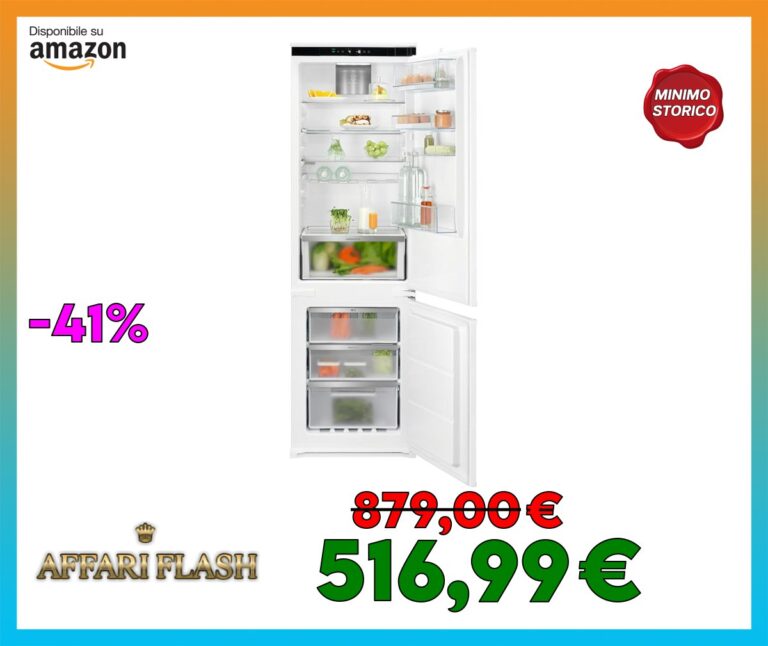 Electrolux Frigocongelatore a Incasso Combinato ENG7TD18S TwinTech Total No Frost, 256L, HumidityControl, Funzione Shopping, Controlli Touch Control, Colore Bianco [Classe di efficienza energetica D]