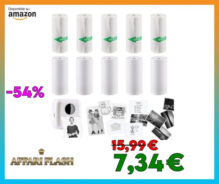 10 Rotoli Carta per Stampante Termica, 57 x 25 mm Mini Stampante Fotografica termica Della,Carta di Stampa Della Ricarica Etichette Adesive Stampabili Autoadesive Etichette (10 Roll)