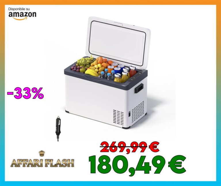 WOLTU Mini Frigo Portatile 30L, 12V/220V Frigorifero Piccolo Elettrico a Compressore con Congelatore, per Auto Casa Campeggio Ufficio, Bianco+Nero