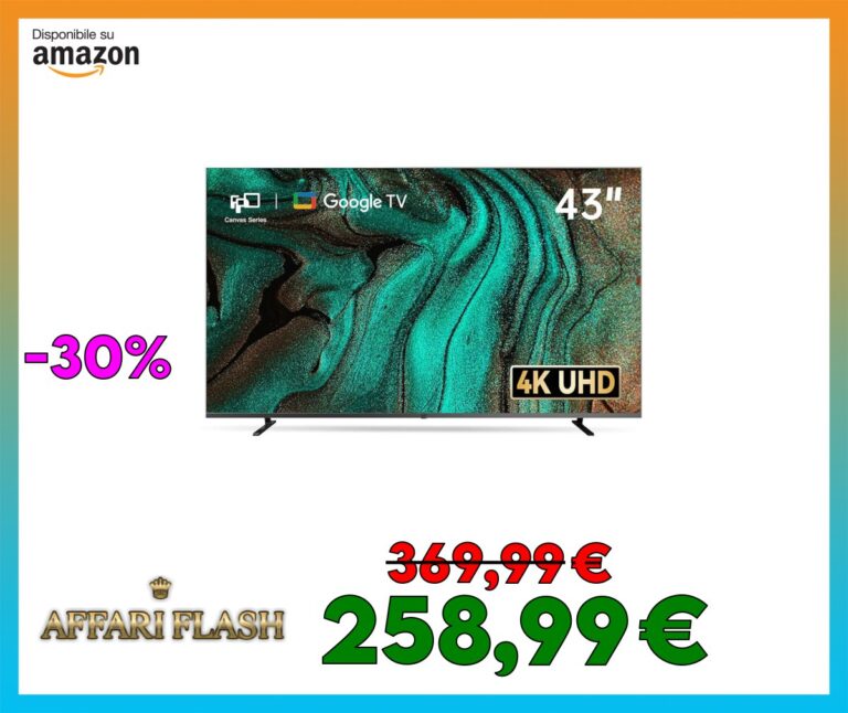 FPD Schermo piatto LED 43 pollici Smart TV 4K UHD compatibile con Google TV
