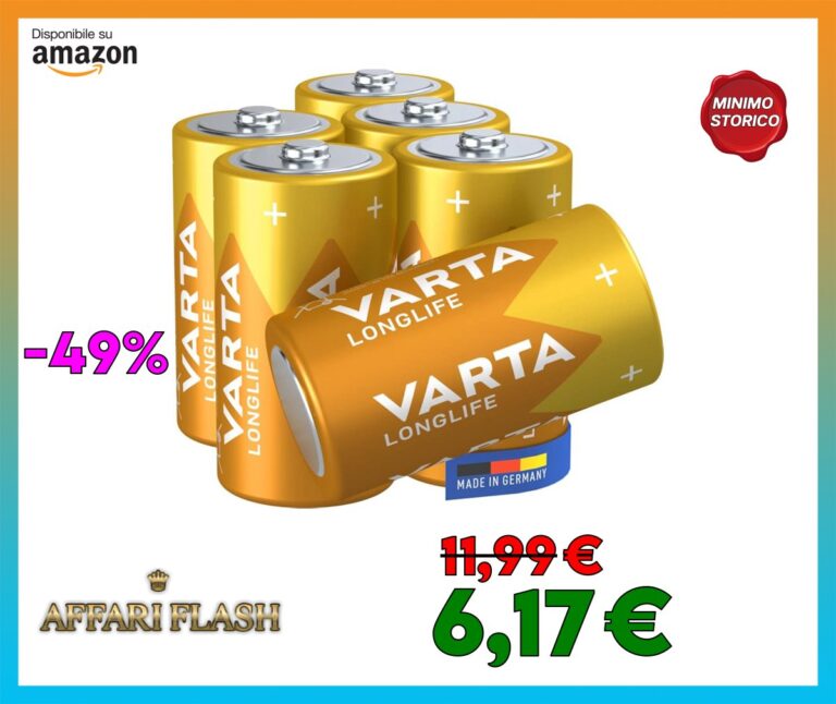 Varta 4114101306 Longlife Batteria Alcalina ,Mezzatorcia C LR14, Confezione da 6 Pile