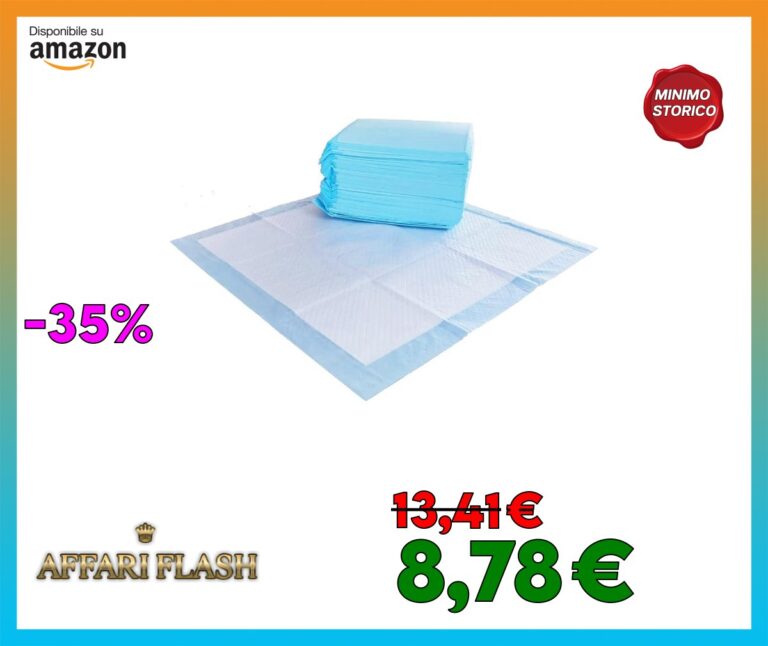 Amazon Basics Tappetini profumati e Impermeabili a 5 Strati per la pipì dei Cani, 56 x 56 cm, Confezione da 50, Blu E Bianco.
