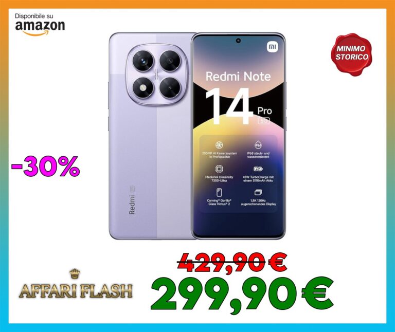 Xiaomi Smartphone Redmi Note 14 Pro 5G, 12+512GB, fotocamera AI da 200MP, IP68, ricarica turbo da 45W con batteria da 5110mAh, funzionalità AI (caricabatterie non incluso), Purple