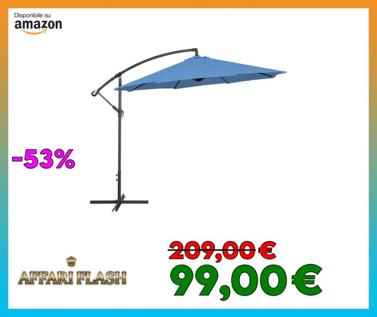Uniprodo UNI_UMBRELLA_R300BL_N Ombrellone decentrato Blu Rotondo Ø 300 cm Inclinabile